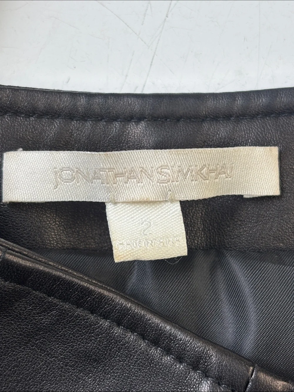 Jonathan Simkhai Black Lamb Leather Front-Zip Mini Skirt
